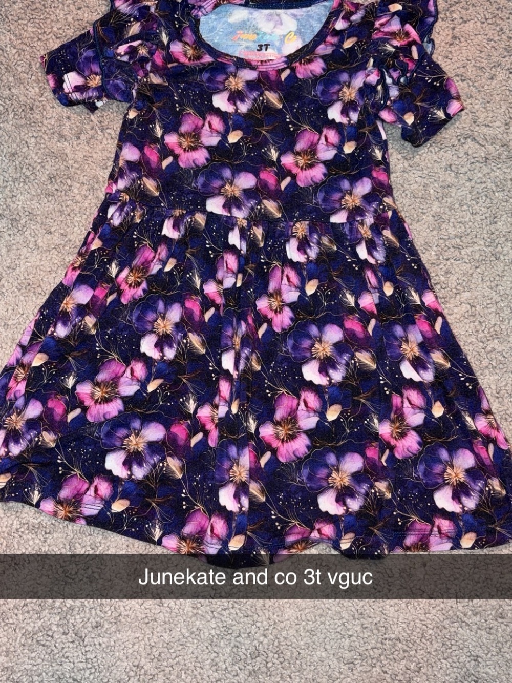 Junie Kate & Co Navy Floral Short-Sleeve Dress for Girls (3T)
